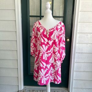 Lilly Pulitzer Genevieve Silk Floral dress Wishing You Were Here Daiquiri Pin